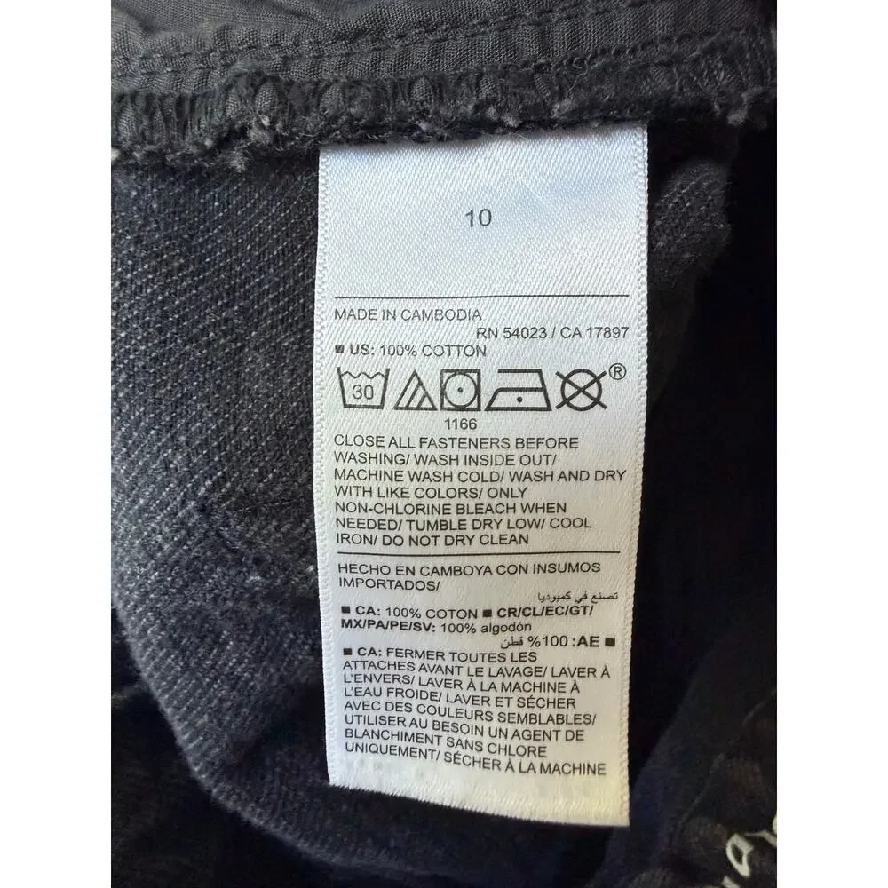 Old Navy Girls Size 10 High Rise Baggy Wide Leg Cargo Jeans Faded Black